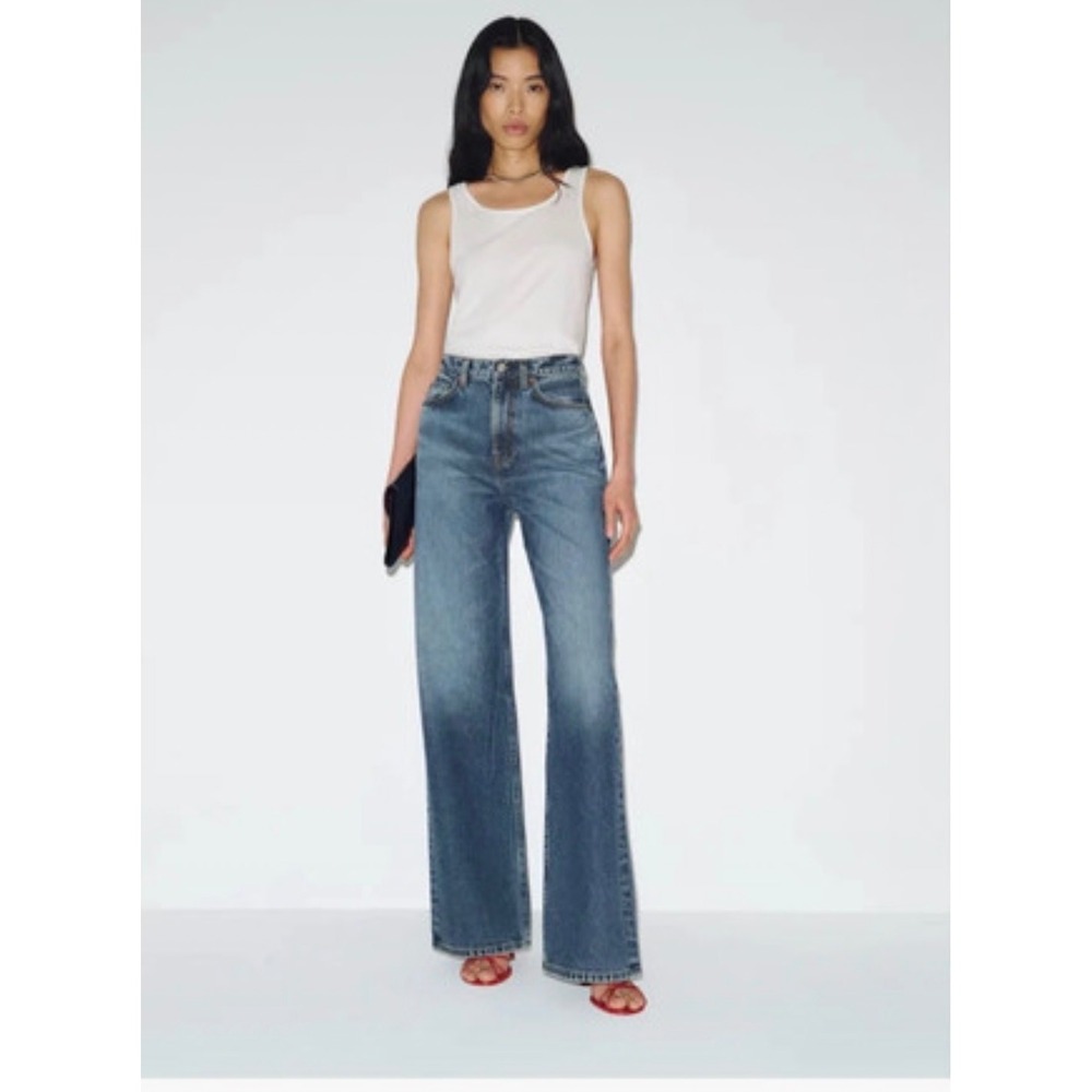 Reformation Cary High Rise Slouchy Wide Leg Jeans 27 Bruce Blue NWT Rigid Denim